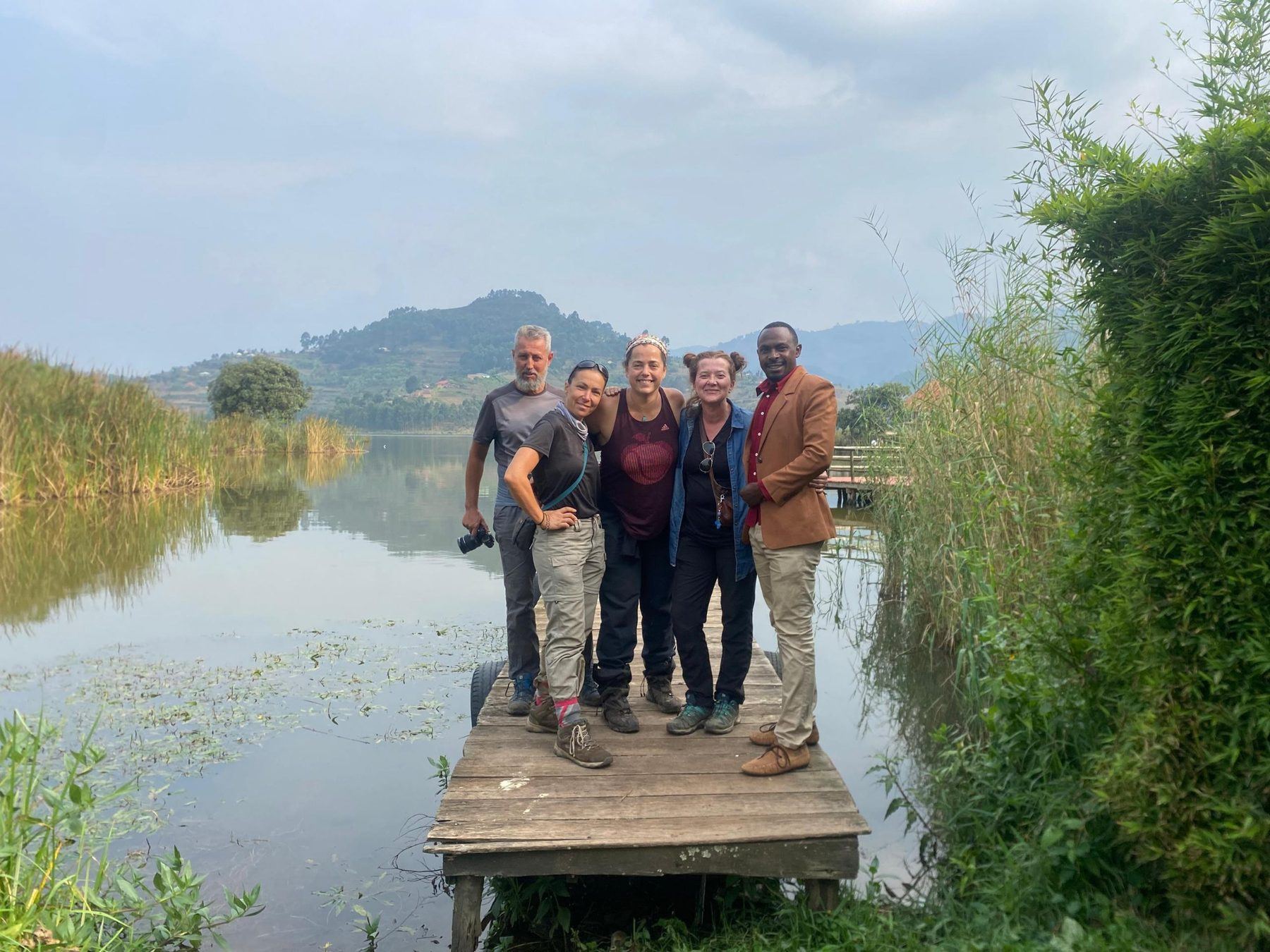 Guests on a lake dock